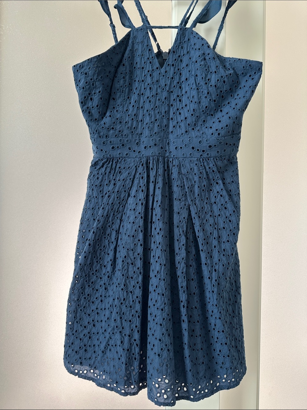 BCBGeneration Navy Eyelet Spaghetti-Strap Dress